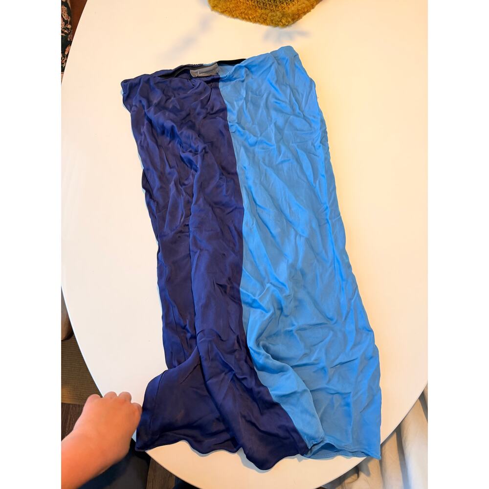 Anthropologie colorblocked blue silky skirt - Size M